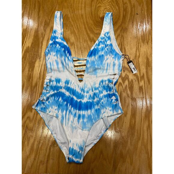 Xoxo Womens Tie Dye Cut Out One Piece Swimsuit XL (b40) - Picture 7 of 9